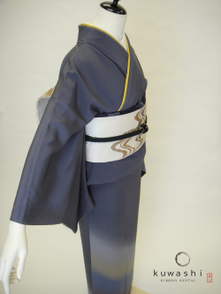 正絹附下訪問着レンタル】 10016 紺／ぼかし正絹付下訪問着金彩