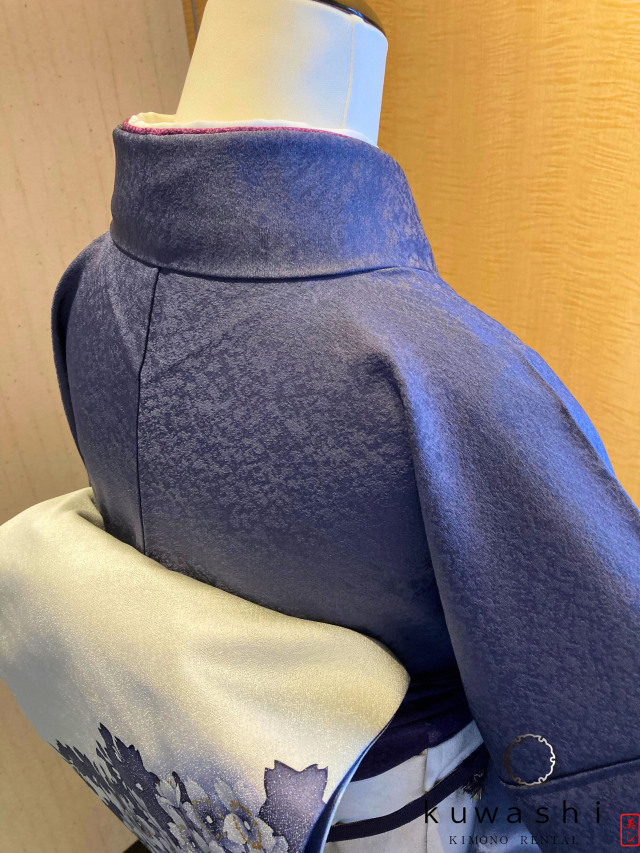 クワシ着物レンタル　墨桜流水正絹訪問着