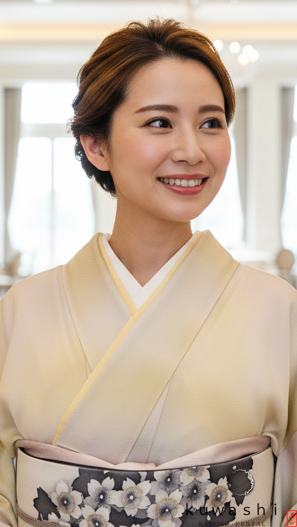 クワシ着物レンタル　ライトイエローぼかし正絹色無地