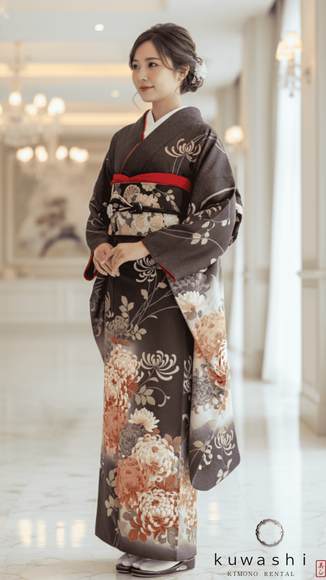 正絹振袖レンタル】 80001 アンティークローズカラー乱菊柄正絹
