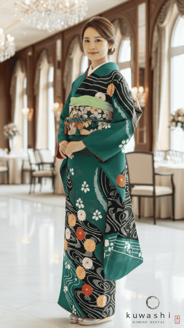 正絹　振袖　セット 正絹振袖レンタル】 80007 ノーブルブラック彩花扇正絹振袖袋帯