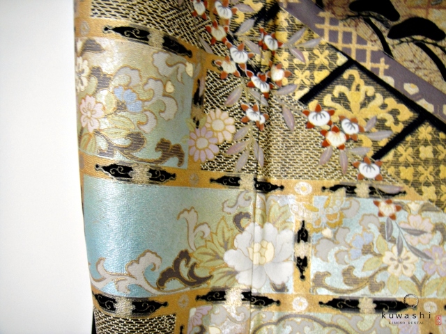 クワシ着物レンタル　刺繍吉祥柄黒留袖