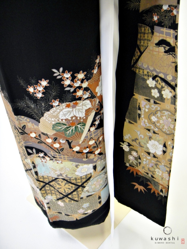 クワシ着物レンタル　刺繍吉祥柄黒留袖