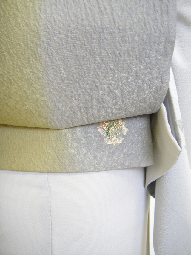 クワシ着物レンタル グレー薄藤色加賀友禅調正絹訪問着