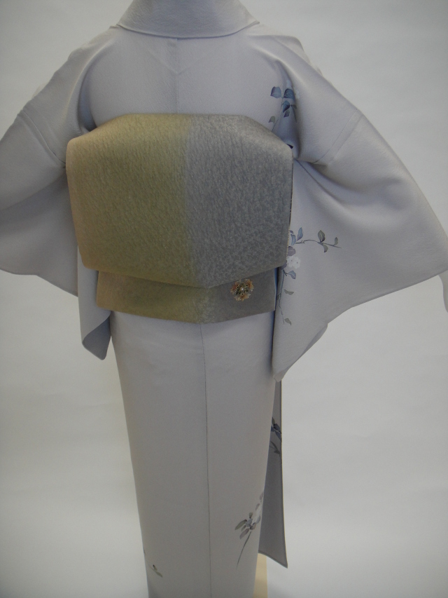 クワシ着物レンタル グレー薄藤色加賀友禅調正絹訪問着