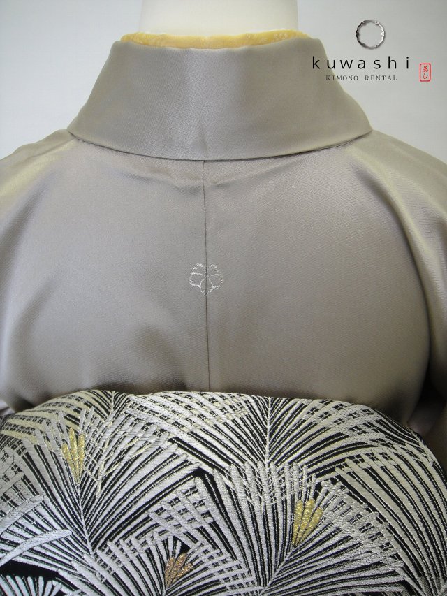 正絹訪問レンタル】 10027 グレーシルバー／金彩一つ紋正絹訪問着
