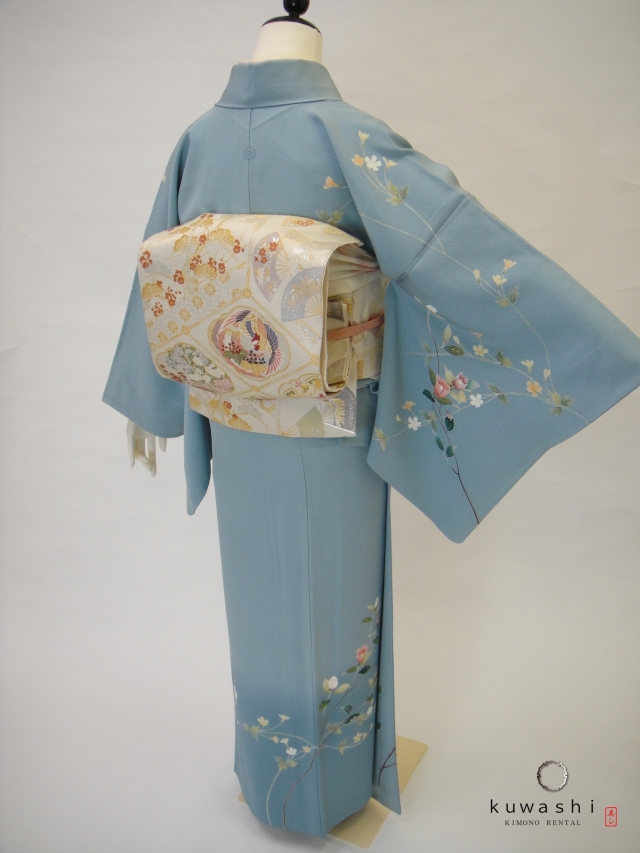 クワシ着物レンタル　スカイブルー加賀調正絹訪問着