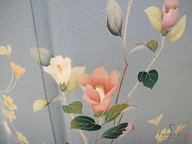 クワシ着物レンタル　スカイブルー加賀調正絹訪問着