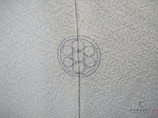 クワシ着物レンタル　スカイブルー加賀調正絹訪問着　家紋　丸に七つ星