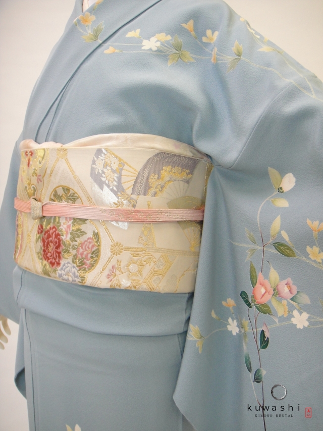クワシ着物レンタル　スカイブルー加賀調正絹訪問着