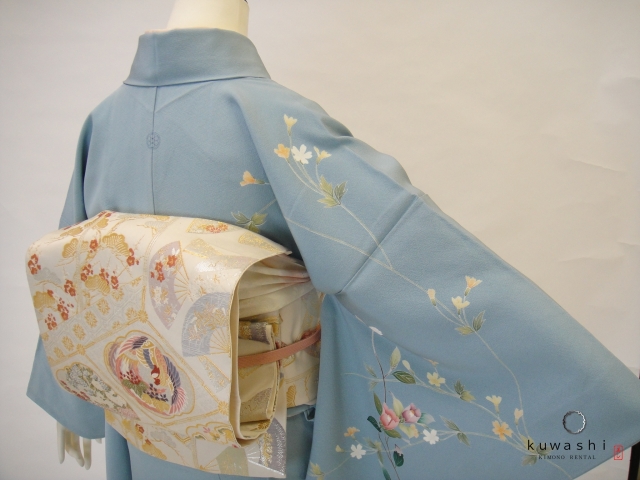 クワシ着物レンタル　スカイブルー加賀調正絹訪問着
