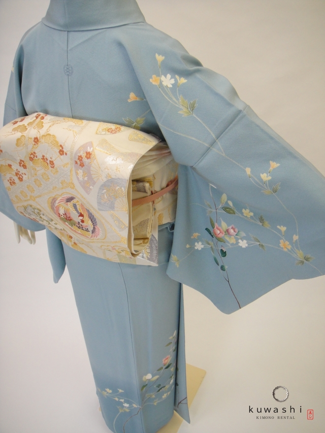 クワシ着物レンタル　スカイブルー加賀調正絹訪問着