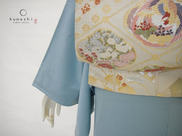 クワシ着物レンタル　スカイブルー加賀調正絹訪問着