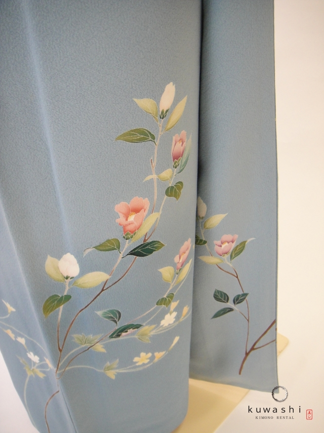 クワシ着物レンタル　スカイブルー加賀調正絹訪問着