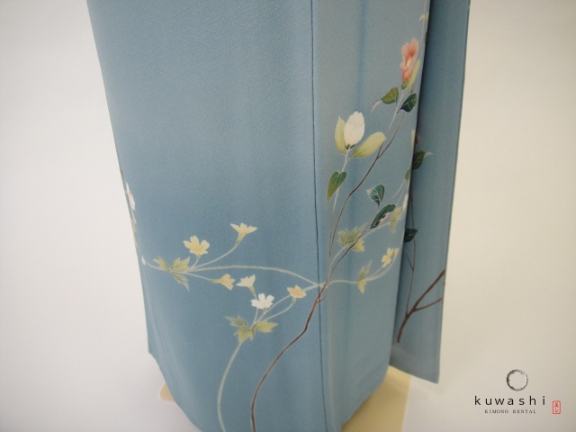 クワシ着物レンタル　スカイブルー加賀調正絹訪問着
