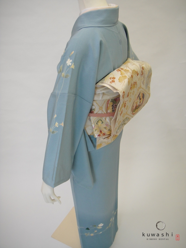 クワシ着物レンタル　スカイブルー加賀調正絹訪問着