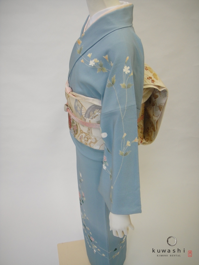 クワシ着物レンタル　スカイブルー加賀調正絹訪問着