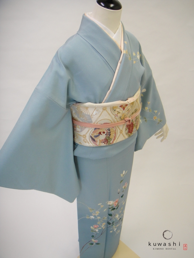 クワシ着物レンタル　スカイブルー加賀調正絹訪問着