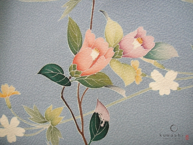 クワシ着物レンタル　スカイブルー加賀調正絹訪問着