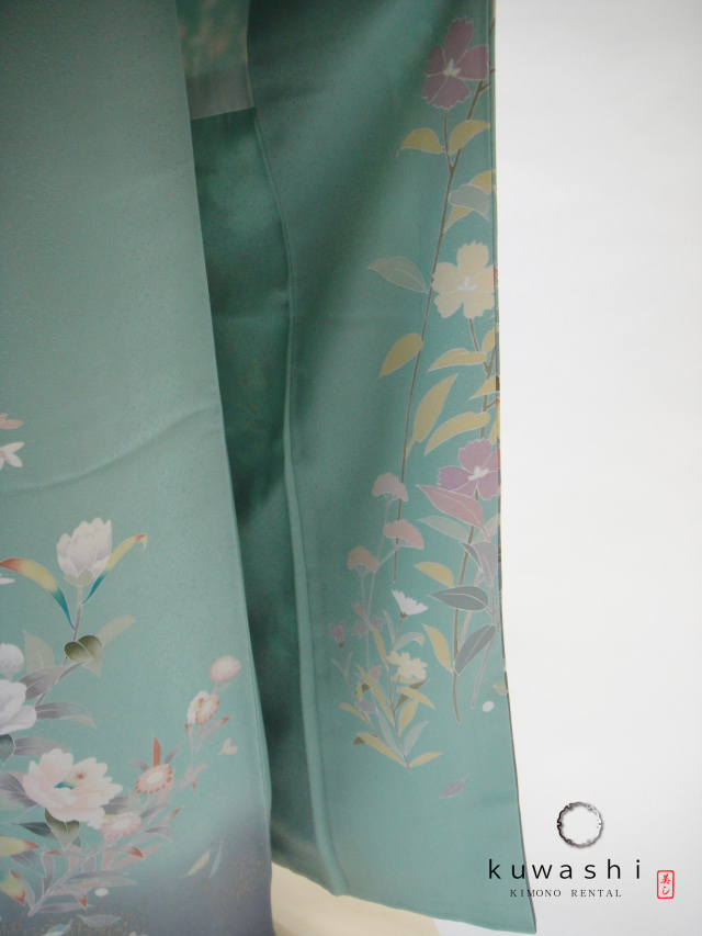 正絹訪問着レンタル】 10014 ペパーミントグリーン正絹訪問着