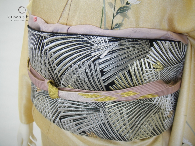 クワシ着物レンタル　ライトゴールド金彩単衣訪問着