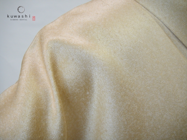 クワシ着物レンタル　ライトゴールド金彩単衣訪問着