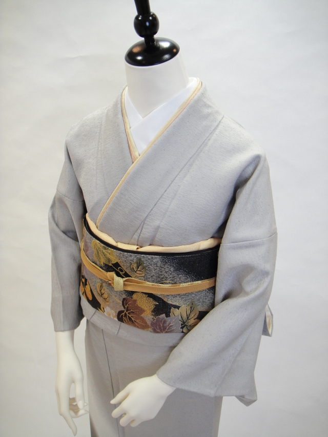クワシ着物レンタル シルバーグレー/ブラウン正絹付下訪問着