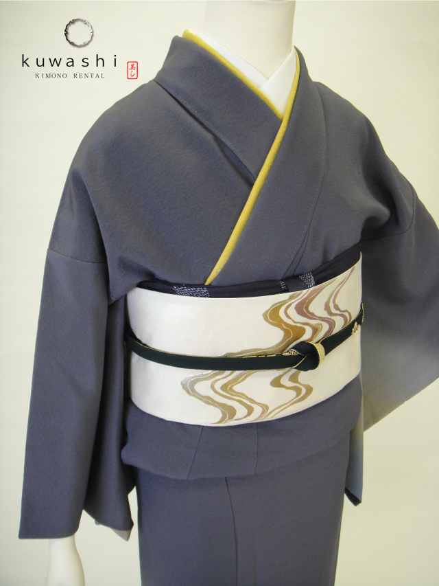 正絹附下訪問着レンタル】 10016 紺／ぼかし正絹付下訪問着金彩