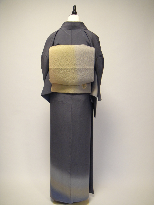 クワシ着物レンタル グレーぼかし正絹付下訪問着 真珠帯