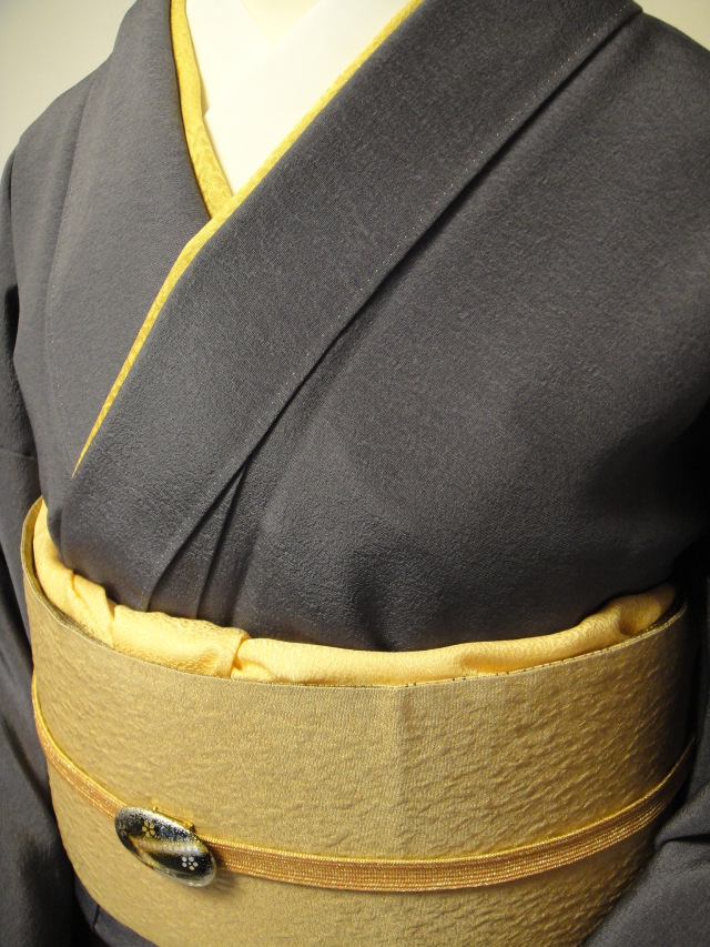 クワシ着物レンタル グレーぼかし正絹付下訪問着 真珠帯