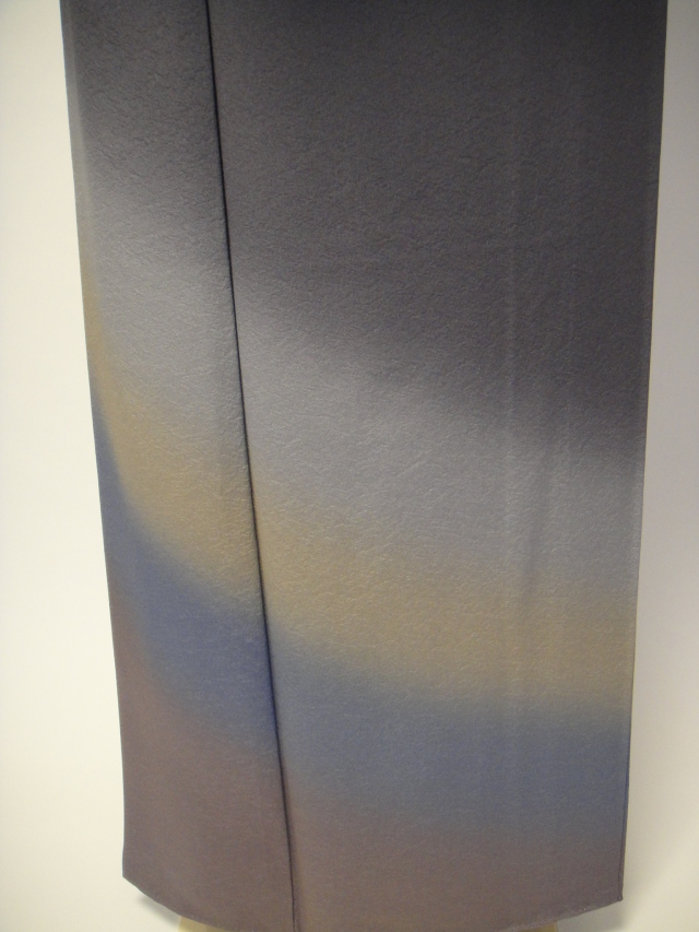 クワシ着物レンタル グレーぼかし正絹付下訪問着 真珠帯