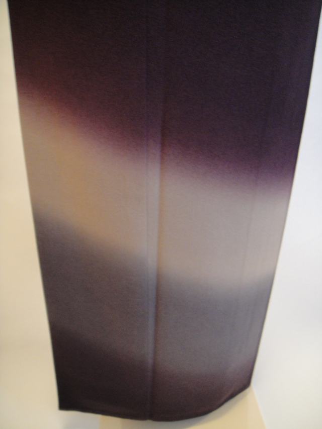 深紫三色ぼかし正絹付下訪問着　箔袋帯フルセット