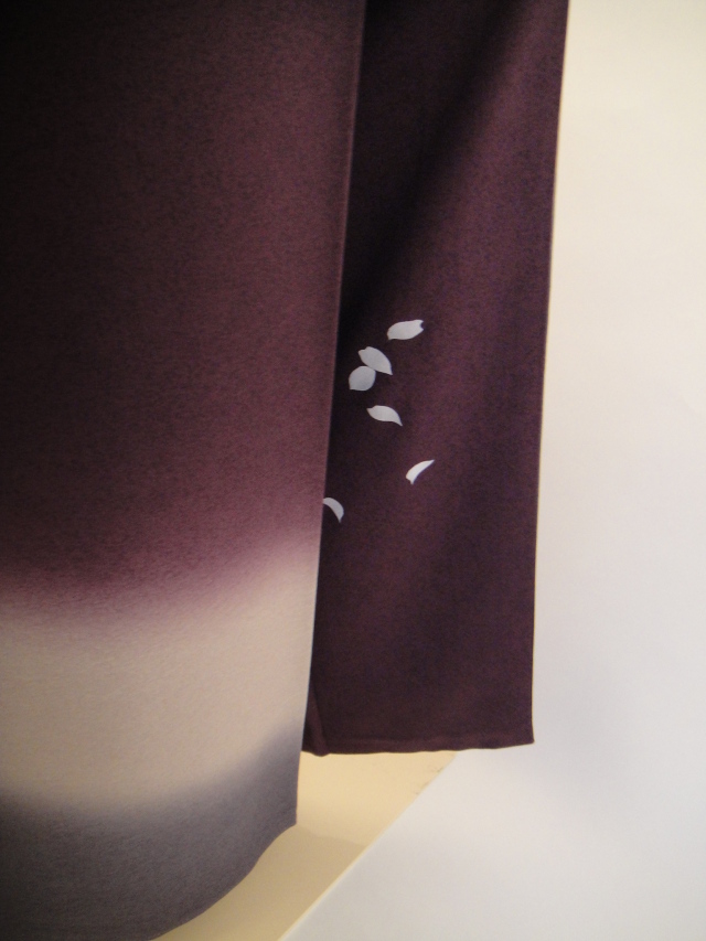 深紫三色ぼかし正絹付下訪問着　箔袋帯フルセット