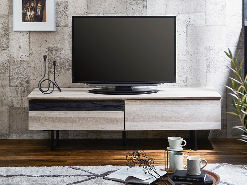 Emil木目×ブラックアイアン　テレビボード　幅1400