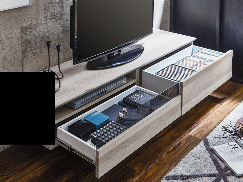 Emil木目×ブラックアイアン　テレビボード　幅1400