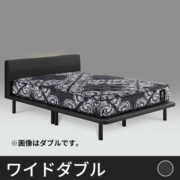 Tasia床面高さ調整可能 一口コンセント・ LED照明付き ベッドフレーム　ワイドダブル
