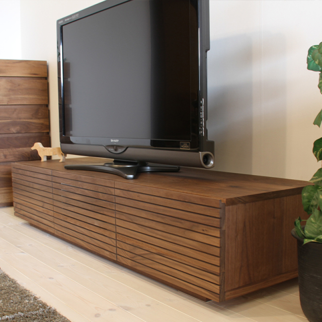 天然木、無垢材使用テレビボード 風雅／FUUGA-幅1500mm（ウォールナ ット・ウォルナット‐スリット）st4