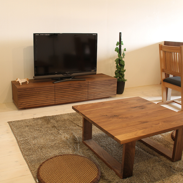 天然木、無垢材使用テレビボード 風雅／FUUGA-幅1500mm（ウォールナ ット・ウォルナット‐スリット）st5