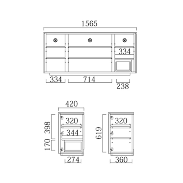 クルト無垢材サイドボード幅1180の写真