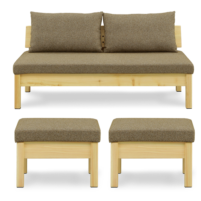 Oliviaヒノキリビングダイニングテーブル・ソファ・スツールセット