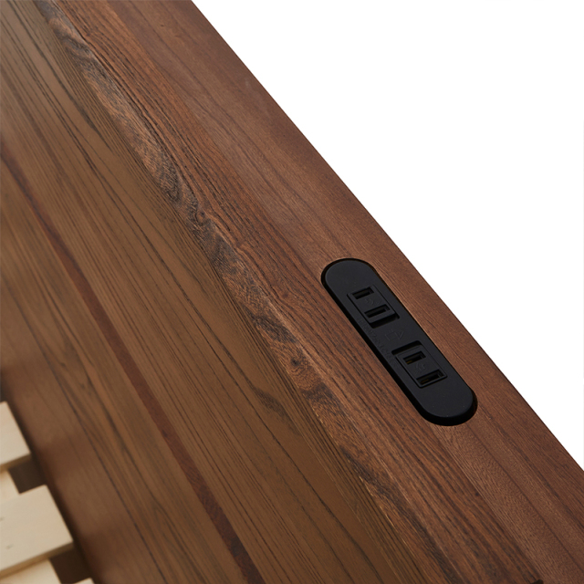 Tasiaコンセント付無垢材ベッドフレーム シングル