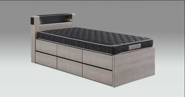 Tasia引出し付きベッド サイドBoxタイプ　シングル