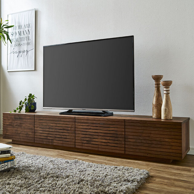 天然木、無垢材使用テレビボード 風雅／FUUGA-幅2000mm（ウォールナット・ウォルナット‐スリット）st