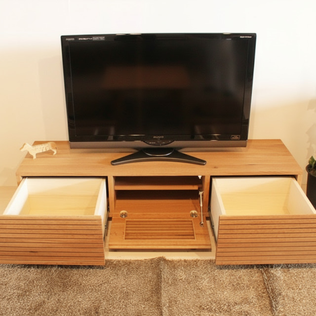 天然木、無垢材使用テレビボード 風雅／FUUGA-幅1500mm（ホワイトオーク・ホワイトオーク‐スリット）st3