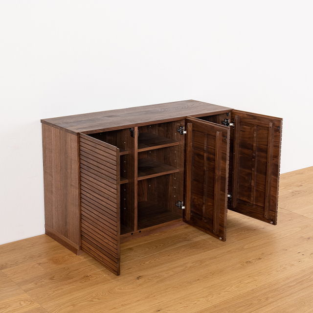 天然木、無垢材使用キャビネット風雅／FUUGA-幅1200mm（ウォルナット・ウォルナット-スリット）st3