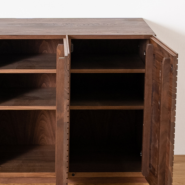 天然木、無垢材使用キャビネット風雅／FUUGA-幅1200mm（ウォルナット・ウォルナット-スリット）st6