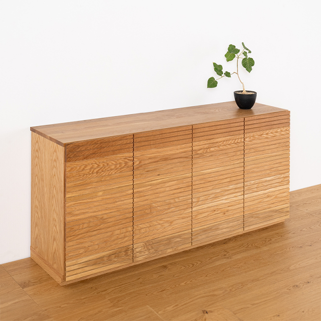 【美品】ホワイトオーク天然木 北欧風キャビネット 4FUL（フォーフル） キャビネット 北欧 おしゃれ 幅120 ホワイト 木製