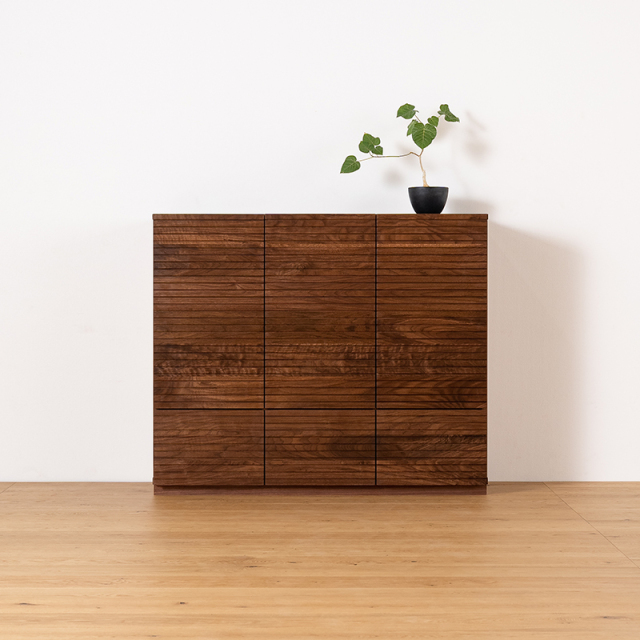 天然木、無垢材使用サイドキャビネット風雅／FUUGA-幅1460mm（ウォルナット・ウォルナット-スリット）st15