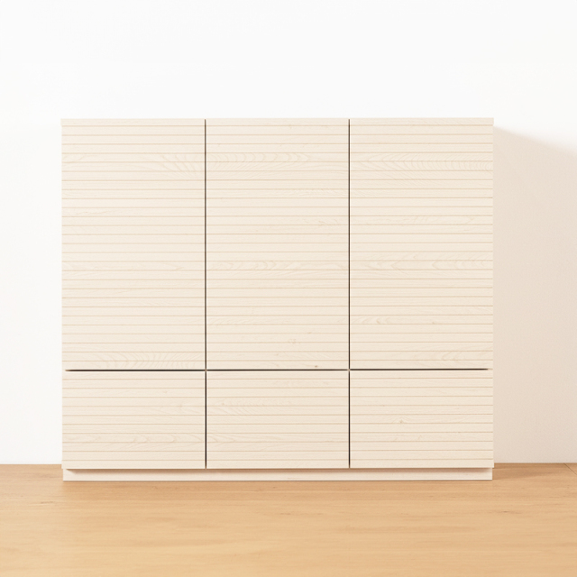 風雅／FUUGA　サイドキャビネット 幅1460 mm（ホワイトアッシュ-スリット）