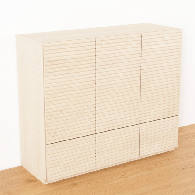風雅／FUUGA　サイドキャビネット 幅1460 mm（ホワイトアッシュ-スリット）